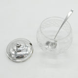 Edwardian Sterling Silver & Cut Glass Honey Pot Antique 1910 Sheffield