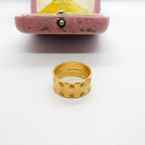 9ct Yellow Gold Wide Star Pattern Band Ring Vintage 1976 London Size 9 UK