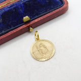 9ct Yellow Gold St Christopher Patron of Travel Charm Pendant 1987 London