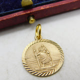 9ct Yellow Gold St Christopher Patron of Travel Charm Pendant 1987 London