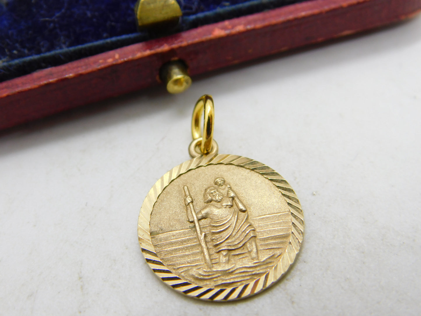 9ct Yellow Gold St Christopher Patron of Travel Charm Pendant 1987 London