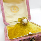 9ct Yellow Gold, Opal & White Topaz Floral Cluster Ring 1967 London Vintage