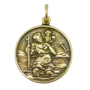 9ct Yellow Gold St Christopher Patron of Travel Pendant Vintage Birmingham