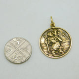 9ct Yellow Gold St Christopher Patron of Travel Pendant Vintage Birmingham
