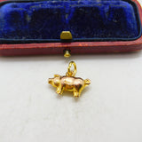 9ct Yellow Gold Little Pig Charm or Pendant Vintage 1962 Birmingham