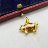 9ct Yellow Gold Little Pig Charm or Pendant Vintage 1962 Birmingham
