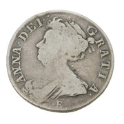 Queen Anne Edinburgh Mint Silver Half Crown Coin Antique 1708 Fair Condition