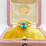 Victorian 22ct Yellow Gold & Turquoise Lucky Clover Ring Antique c1880 Sheffield