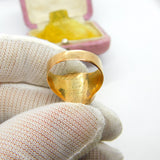Georgian 12ct Gold Bulls Eye Agate Mourning Ring 'Charles Williams Ob. 1799, Aged 84' Antique
