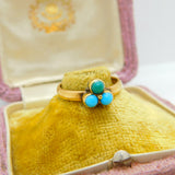 Victorian 22ct Yellow Gold & Turquoise Lucky Clover Ring Antique c1880 Sheffield
