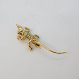 9ct Yellow Gold, Diamond Set Lizard Form Brooch Pendant Vintage 1983 London
