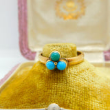 Victorian 22ct Yellow Gold & Turquoise Lucky Clover Ring Antique c1880 Sheffield