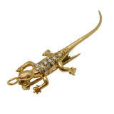 9ct Yellow Gold, Diamond Set Lizard Form Brooch Pendant Vintage 1983 London
