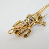 9ct Yellow Gold, Diamond Set Lizard Form Brooch Pendant Vintage 1983 London