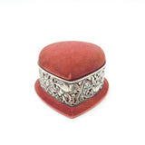 Large Victorian Sterling Silver Bird & Floral Pattern Heart Pin Cushion Box 1900 William Comyns