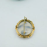Victorian 9ct Gold, Turquoise, Seed Pearl & Chalcedony Floral Brooch Antique c1860