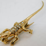 9ct Yellow Gold, Diamond Set Lizard Form Brooch Pendant Vintage 1983 London