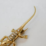 9ct Yellow Gold, Diamond Set Lizard Form Brooch Pendant Vintage 1983 London