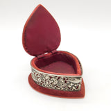 Large Victorian Sterling Silver Bird & Floral Pattern Heart Pin Cushion Box 1900 William Comyns