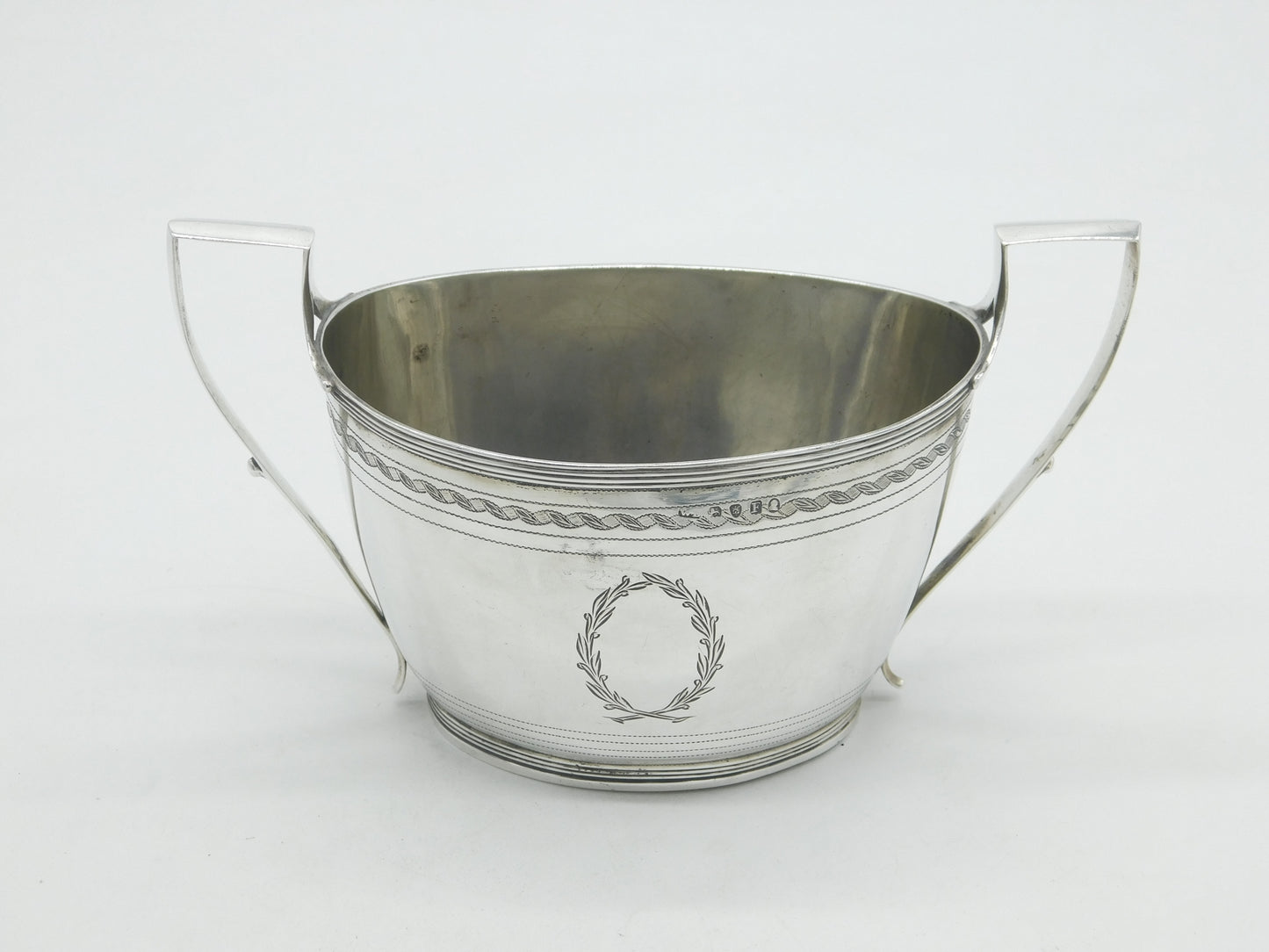 George III Sterling Silver Bright Cut Sugar Bowl Antique 1801 London