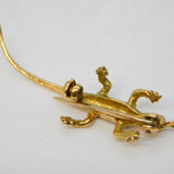 9ct Yellow Gold, Diamond Set Lizard Form Brooch Pendant Vintage 1983 London