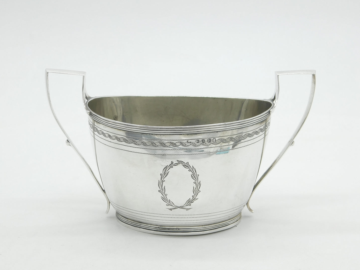 George III Sterling Silver Bright Cut Sugar Bowl Antique 1801 London