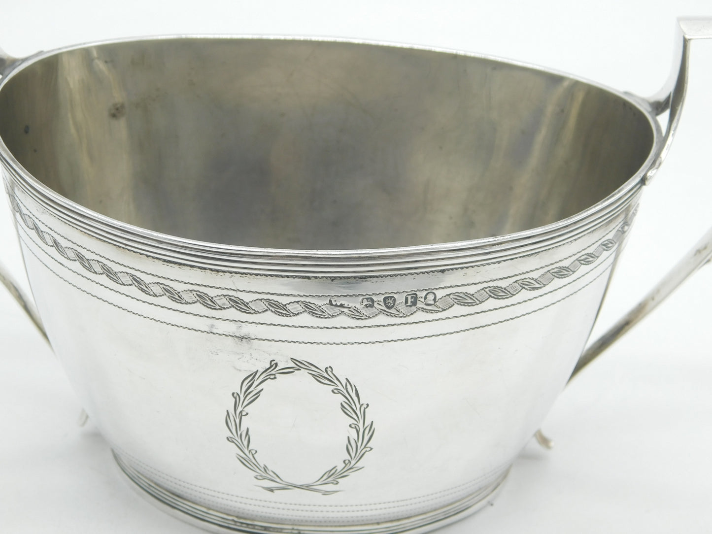 George III Sterling Silver Bright Cut Sugar Bowl Antique 1801 London