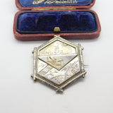 Aesthetic Movement Victorian Sterling Silver Owl & Swallow Brooch c1880 Antique