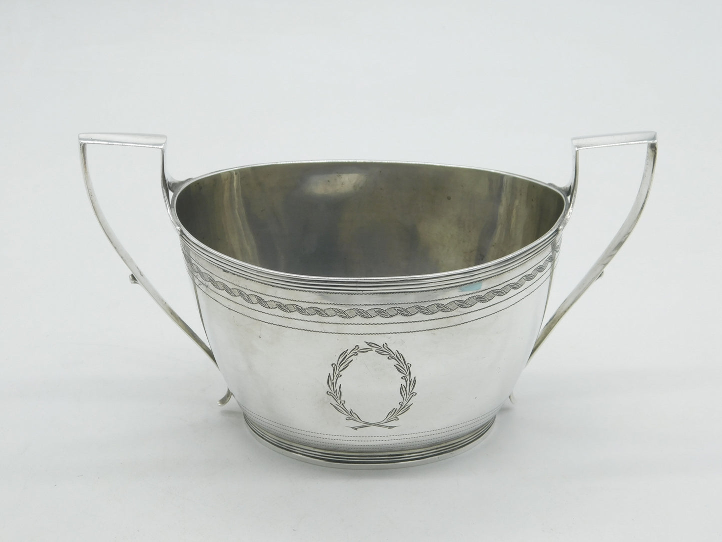 George III Sterling Silver Bright Cut Sugar Bowl Antique 1801 London