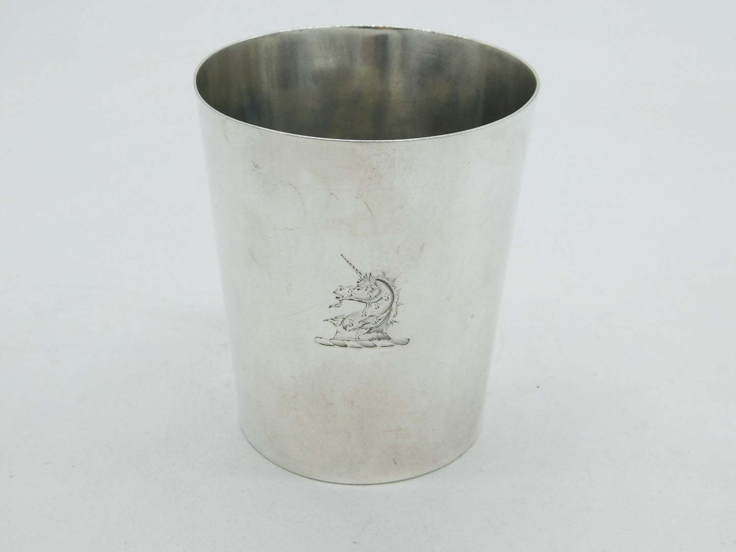 Victorian Sterling Silver Unicorn Crest Water Beaker Antique 1868 Sheffield