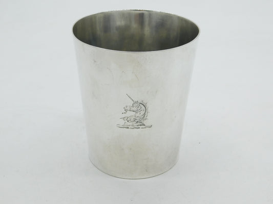 Victorian Sterling Silver Unicorn Crest Water Beaker Antique 1868 Sheffield