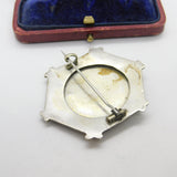 Aesthetic Movement Victorian Sterling Silver Owl & Swallow Brooch c1880 Antique