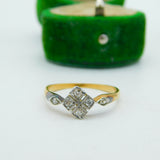 Victorian 18ct Yellow Gold & Diamond Set Dress Ring Antique c1890