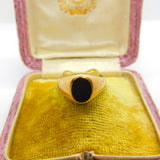 9ct Yellow Gold Onyx Set Signet Ring Mid-Century c1950 Birmingham Size I 1/2 UK