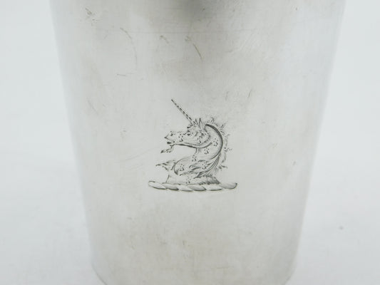 Victorian Sterling Silver Unicorn Crest Water Beaker Antique 1868 Sheffield