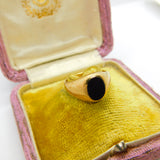9ct Yellow Gold Onyx Set Signet Ring Mid-Century c1950 Birmingham Size I 1/2 UK