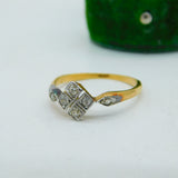 Victorian 18ct Yellow Gold & Diamond Set Dress Ring Antique c1890
