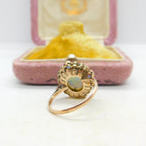 Victorian 9ct Rose Gold, Water Opal & Two-Tone Sapphire Dress Ring Antique c1850
