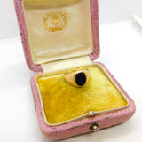 9ct Yellow Gold Onyx Set Signet Ring Mid-Century c1950 Birmingham Size I 1/2 UK