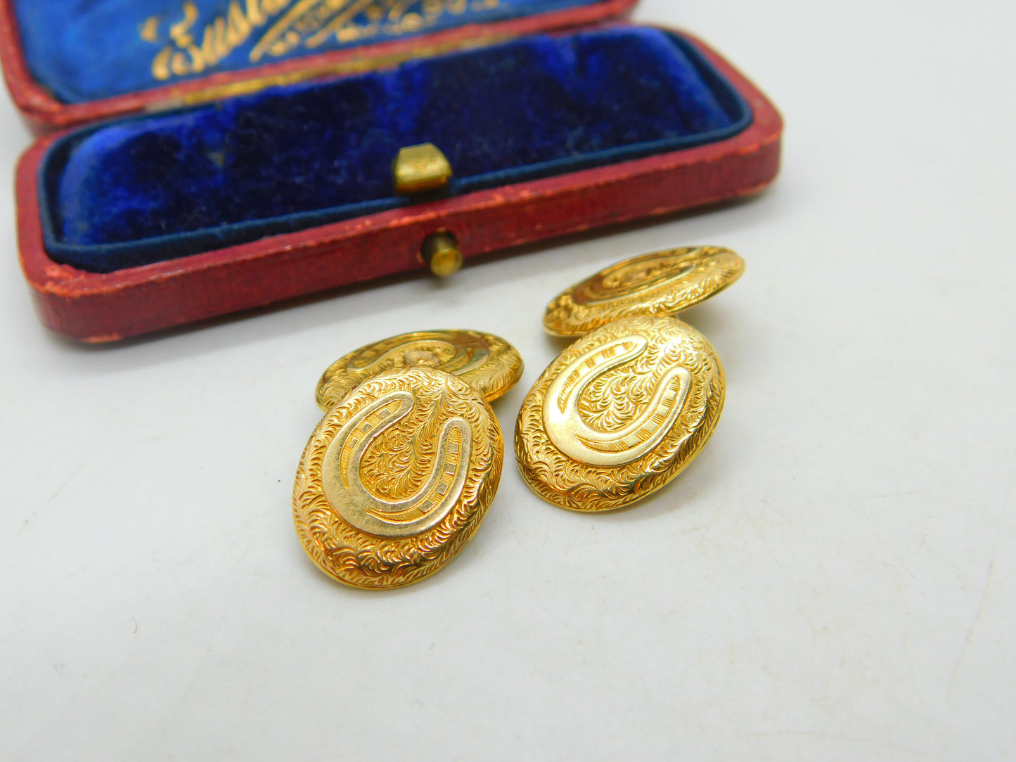 Victorian 15ct Yellow Gold Horseshoe Good Luck Cufflinks Antique c1880