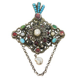 19th Century Austro-Hungarian Silver & Stone-Set Pendant Antique c1860