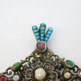 19th Century Austro-Hungarian Silver & Stone-Set Pendant Antique c1860