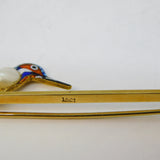 Victorian 15ct Yellow Gold, Enamel & Pearl Set Kingfisher Brooch Antique c1900
