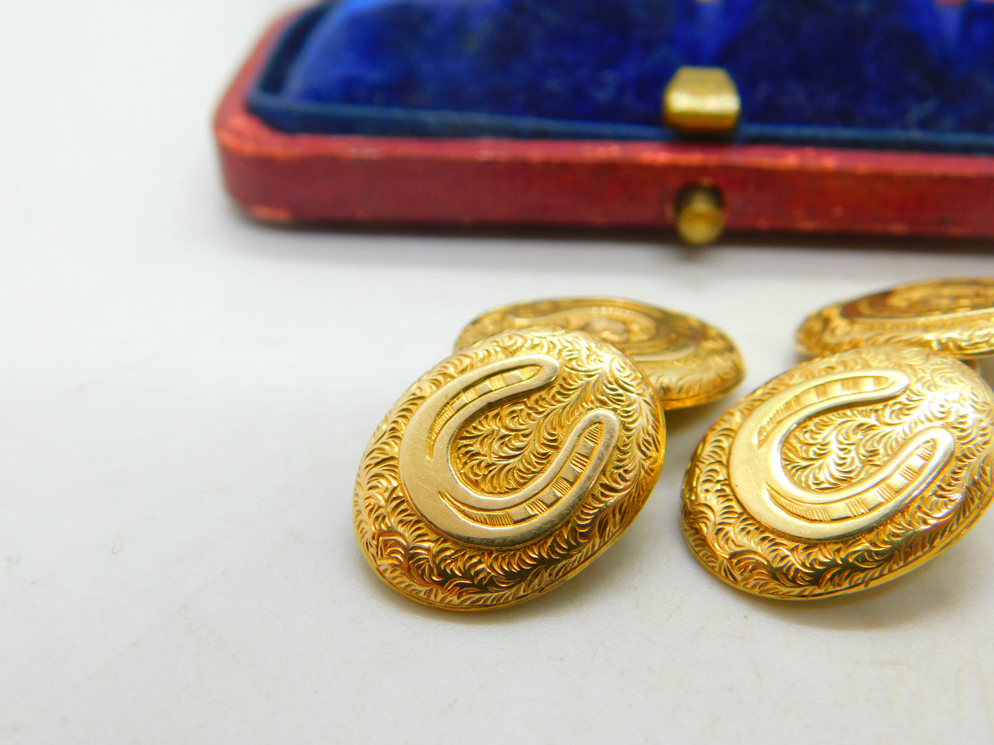 Victorian 15ct Yellow Gold Horseshoe Good Luck Cufflinks Antique c1880