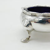 George II Sterling Silver Glass Lined Salt Cellar Antique 1755 London