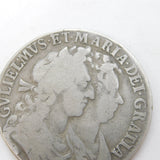 William & Mary Early Milled Half Crown Coin First Shield 1689 Antique Fine