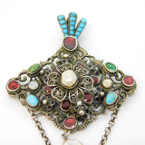 19th Century Austro-Hungarian Silver & Stone-Set Pendant Antique c1860