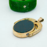 Victorian 10ct Gold, Bloodstone & Carnelian Agate Spinner Fob Pendant Antique c1890