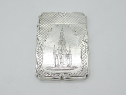 Nathaniel Mills Victorian Sterling Silver Albert Memorial Card Case 1842 Antique