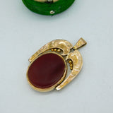 Victorian 10ct Gold, Bloodstone & Carnelian Agate Spinner Fob Pendant Antique c1890